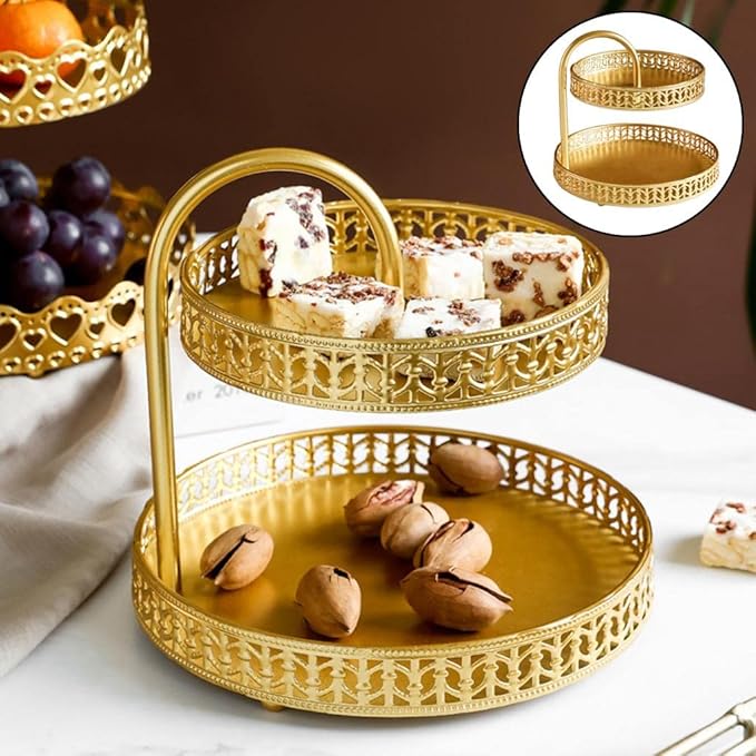 Cosmetic Storage Shelf Tier Makeup Organizer for Dresser and Bathroom Gold Leaves