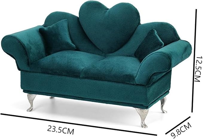Jewelry Box Flannel Jewelry Organizer Small Sofa Shape Jewelry Organizer Makeup Mirror Ring Organizer Jewelry Makeup Organizer Jewelry Organizer Drawer Jewelry Boxes Organizer ( Color : Green , Size :