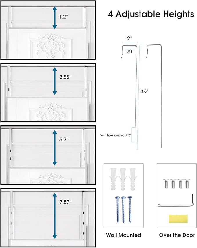 NEARBYSD 48"x 14" Door Mirror, Full Length Wall Mounted, Over The Door Mirror, Full Body, Hanging Rectangle-White