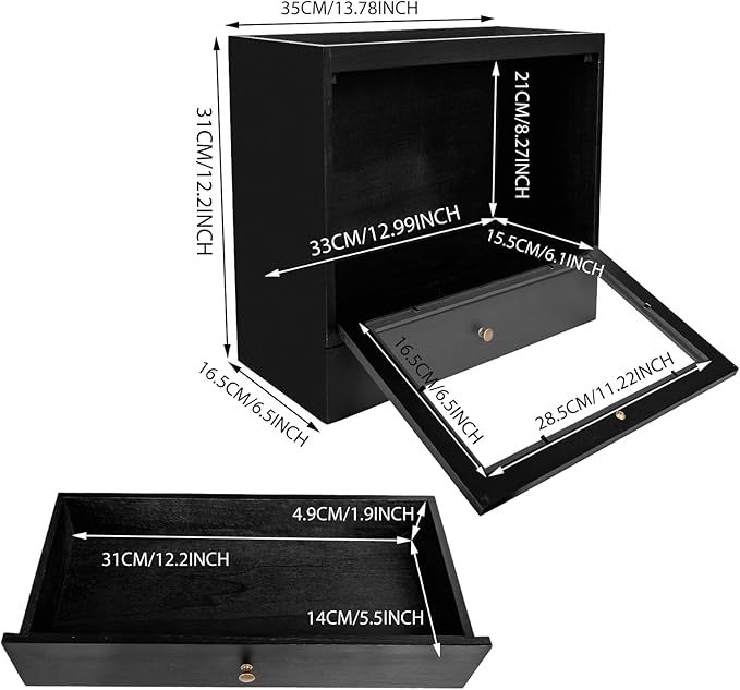 Wooden Cologne Organiser with Acrylic Display & Drawer,Vanity Storage Rack for Perfumes,Jewellery & Cosmetics,Cologne Display Stand for Men & Women,Bedroom and Bathroom Vanity Storage Black