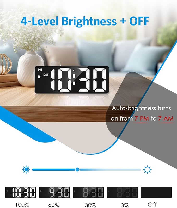 AMIR Digital Alarm Clock, [Upgraded Version] LED Clock for Bedroom, Electronic Desktop Clock with Type-C Port,Adjustable Brightness,DST,Snooze,12/24H Display for Home,Office