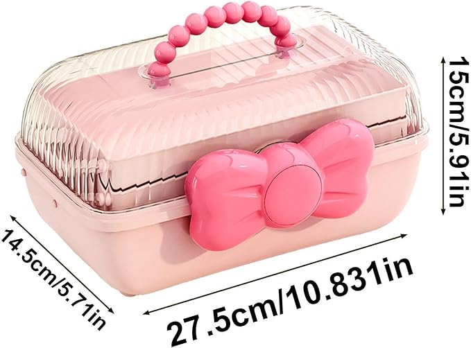 Hair Accessories Organizer for Girls, 3-Layers Foldable Hair Clip Organizer Box with Handle, Multifunctional Storage Box for Headband, Bows, Hairties, Jewelry, Sewing Supplies, Makeup Tool, Craft
