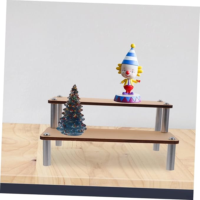 PRETYZOOM Wooden Riser Display Shelf Makeup Organizer Vanity Holder for Lipstick Toys Jewelry