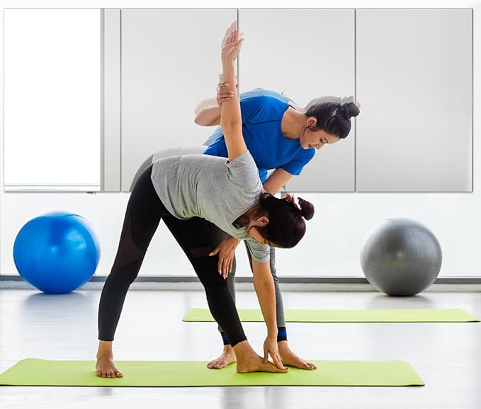 JAMBALAY Tempered Glass Home Gym Mirror, 2Pcs 48"x30" Large Gym Mirror, HD Large Full Body Mirrors for Dance, Yoga, Frameless, Fitness, Garage