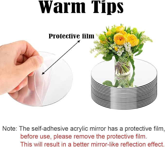12PCS Round Mirrors for Centerpieces, 12inch Circle Mirror Centerpieces for Tables, Acrylic Candle Plate Wall Mirror Tiles for Wedding Table Centerpieces Birthday Decorations DIY Craft
