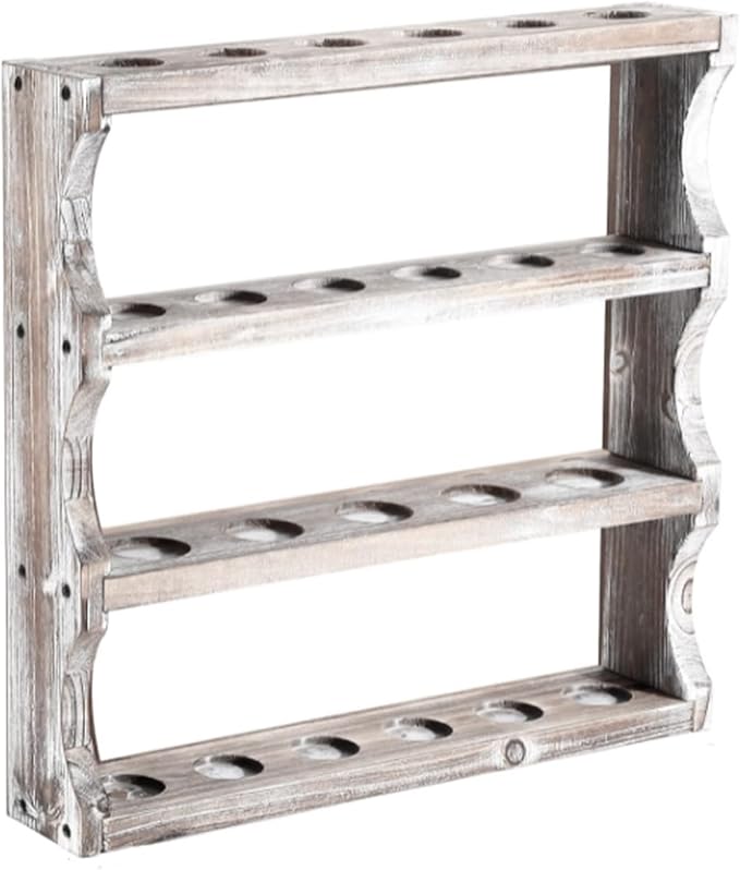 Wood Shot Glass Display Case Shot Glasses Holder for wall shot glass display Bar Collection Stand Collection Display Rack (Old-White)