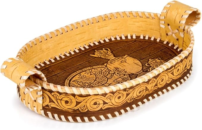 Birch Bark Bread and Pastry Basket, Bread Storage Container and Fruit Basket for Serving Set (Serving Basket)