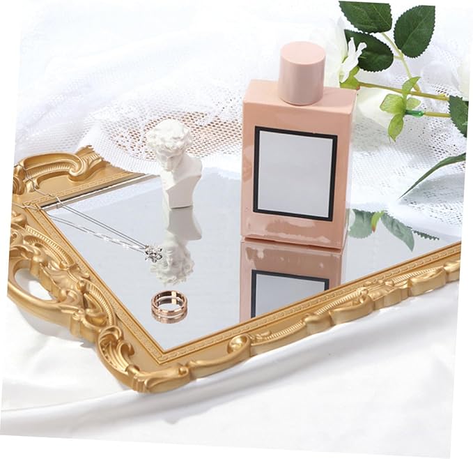 BESPORTBLE Vintage Mirror Tray Perfume Organizer for Dresser Vanity Mirror Tray Perfume Display for Makeup Table Home Décor