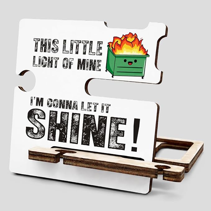 Inspirational Office Gift - Multi-functional Desk Organizer - Humorous Dumpster and Fire Office Quote Wooden Decor Sign for Women Desk Shelf Table