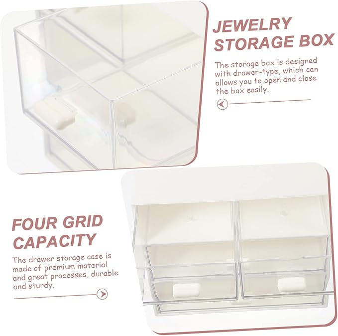 BESTYASH Drawer Style Desktop Storage Box 4-Compartment Versatile Organizer for Office and Home Multi-Purpose Plastic Desk Organizer for Tea Bags and Coffee Capsules