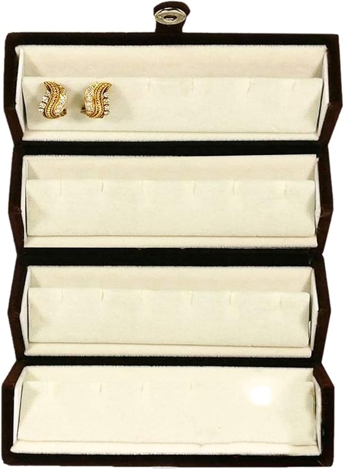atorakushon Combo Cream Multipurpose Velvet Folder Earring & Ring Box case Jewellery Organizer Pouch Travelling Box