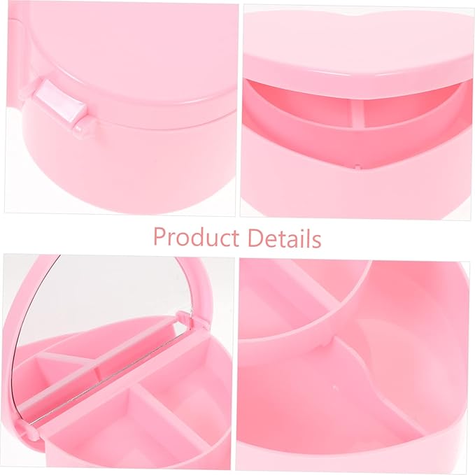 BESPORTBLE DIY Cartoon Jewelry Storage Box for Girls Plastic Makeup Organizer Dividers Cute Accessories Container for Boys and Girls Pink
