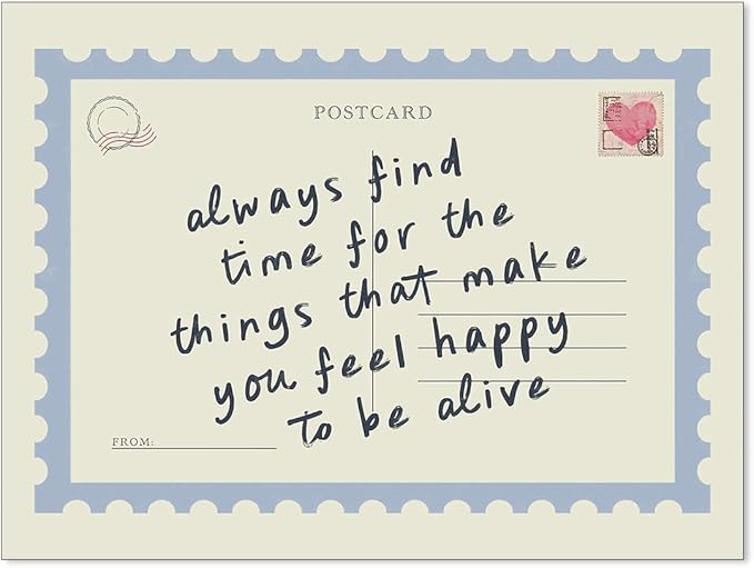 WIUHIO Positive Affirmations Quotes Wall Art Blue Preppy Postcard Poster Always Find Time Horizontal Canvas Prints Retro Happy Home Wall Decor 08x10 inch Unframed