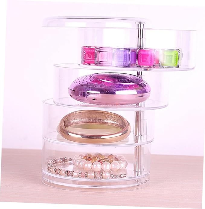 SHERCHPRY 2pcs Plastic Four-layer Rotating Jewelry Storage Box Cosmetic Organizer for Easy Access to Earrings and Items Desktop