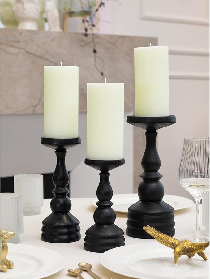 CANDWAX Large Pillar Candles 3x6 Inch – Set of 3 Unscented Dripless Ivory Candles, Rustic Style for Weddings, Home Interior, Events