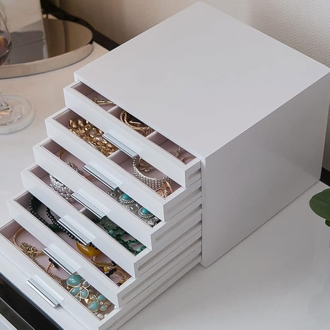 Makeup Organizers Jewelry Box 6 Drawer Storage Box Cosmetic Box Ring Earring Necklace Bracelet Watch Storage Box Built-in Flocking 9.96 inches Jewelry Case