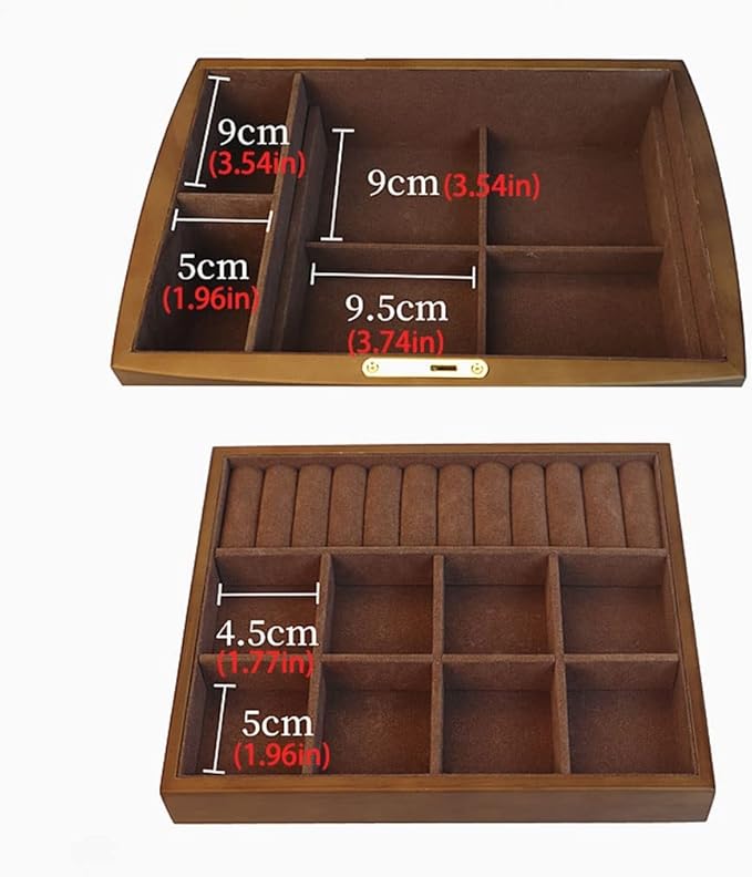 Makeup Organizers Wooden Jewelry Box Retro Double-Layer Jewelry Box Storage Box Ring Earrings Necklace Bracelet Watch Storage Box 11.81 Inches Jewelry Case