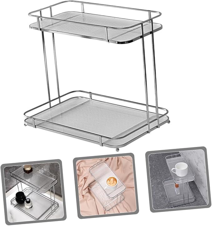 Cabilock 2tier Bathroom Countertop Organizer for Cosmetics Acrylic Storage Shelf Stylish and Sturdy Vanity Rack for Toiletries and Makeup Easy to Clean and Install Space-Saving for Bathroom