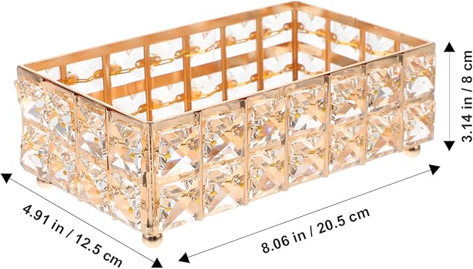 PRETYZOOM European Style Gold Crystal Decorative Tray for Vanity Dresser Perfume and Lipstick Organizer, Multifunctional Makeup Storage Plate for Desktop Cosmetic Display