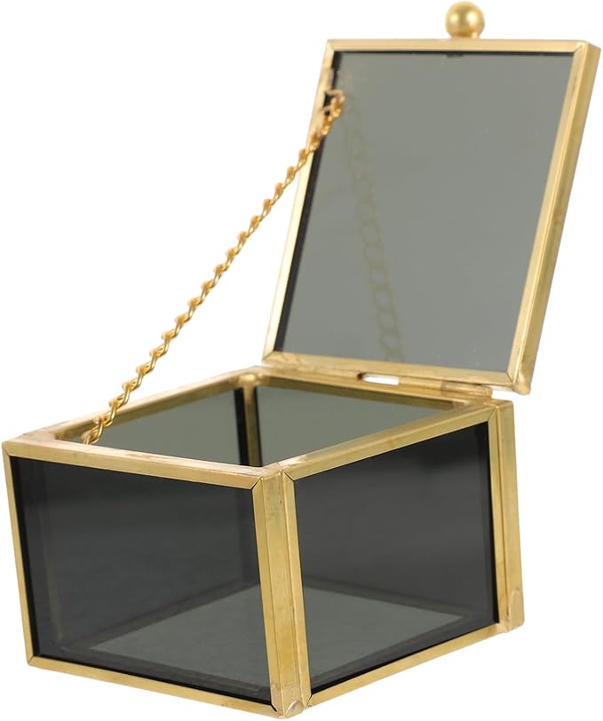 PRETYZOOM 1pc Glass Jewelry Box for Girls Decorative Candy Boxes Makeup Organizer Trinket Storage Case
