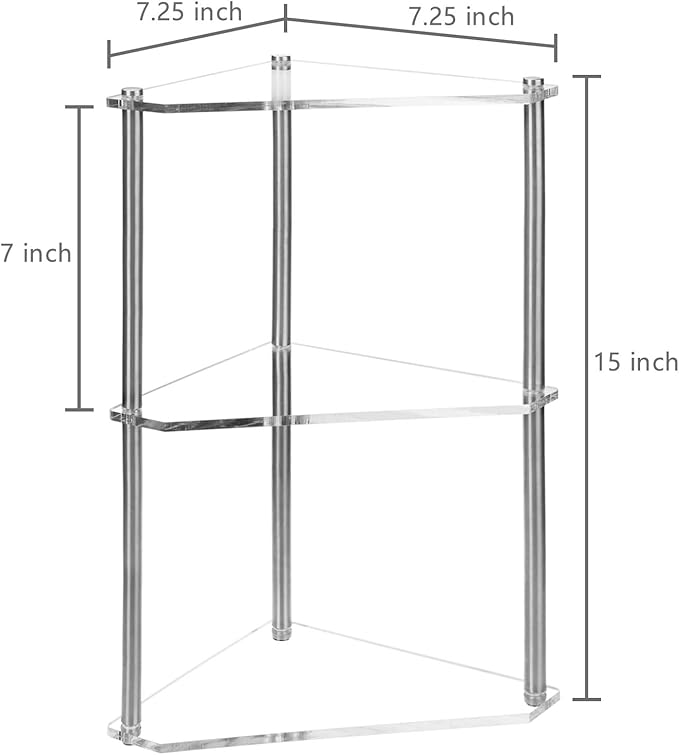 MyGift 3 Tier Corner Shelf for Desk, Triangle Shelf Counter Storage Organizer Stand, Acrylic Corner Shelf Display for Bathroom, Office, Kitchen, Bedroom
