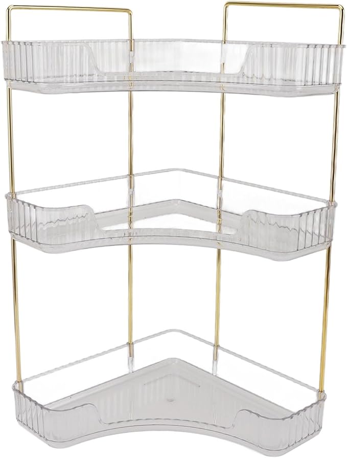 Fabater Corner Makeup Bathroom Organizer Modern Easy Access Makeup Organizer Rack for Bedroom (Transparent)