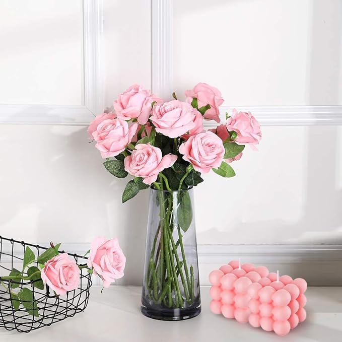 Pink Bubble Candle Gifts, Rose Scented Cute Cube Candle Floating Shelves Bubble Shaped Small Candles, Boho Home Office Danish Pastel Trendy Room Home Decor Candles for Women 2PCS