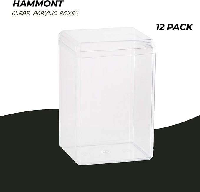 Hammont Acrylic Box - Party Favor Gift Boxes - Clear Cube with Rounded Edges for Gifts, Weddings, Treats, Candies & Accessories - Square Home Storage Boxes | (2.5"x2.25"x3.75") 12 Pack