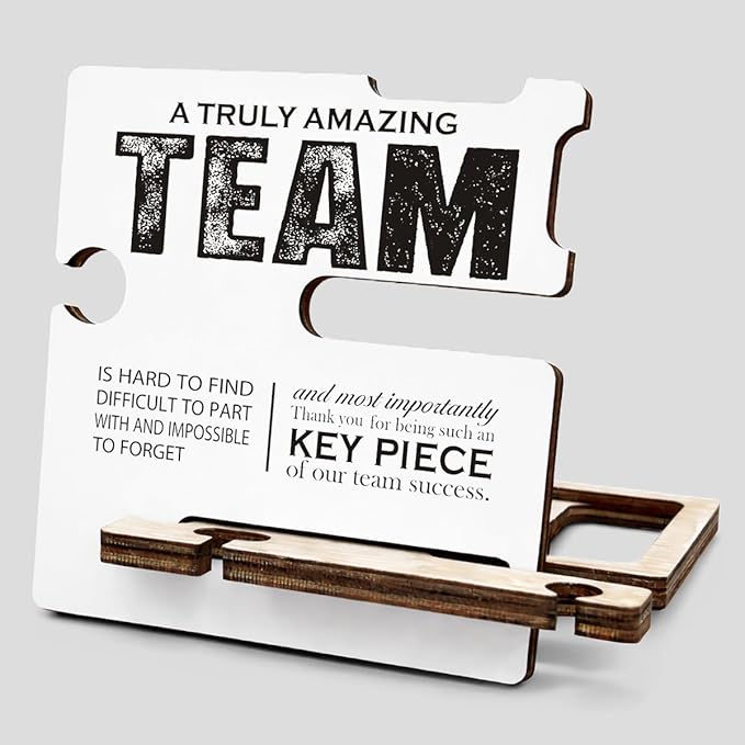 Team Appreciation Gifts for Coworker - Multi-functional Desk Organizer - Motivational Amazing Team Office Quote Wooden Sign for Office Desk Shelf Decor