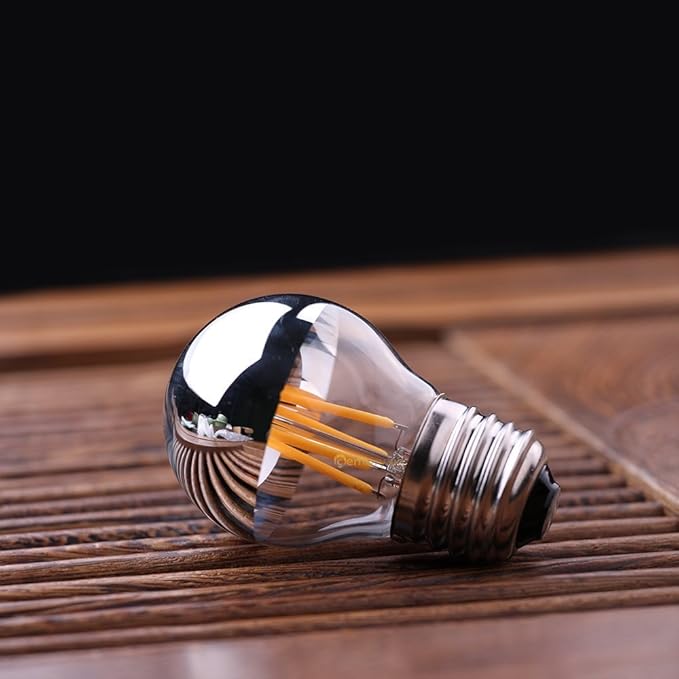 Lxcom Lighting 4W G45 Edison LED Bulb Silver Tipped Dimmable Vintage LED Filament Bulbs (4 Pack) - E26 Base G45 Antique Half Chrome, Warm White 2700K, 40W Equivalent, AC110V-130V