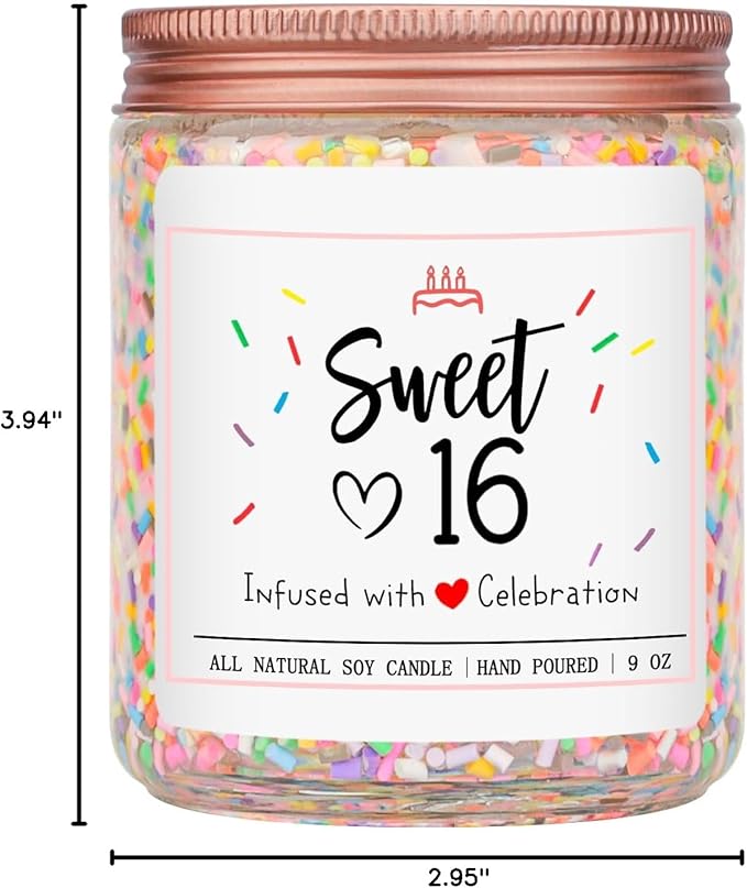 Homsolver Sweet 16th Birthday Gifts for Girls, Vanilla Cream Scent Best Ideas Birthday Presents for Daughter, Friends, Sister, Handmade Aromatherapy Candle Birthday's Decorations for Girls