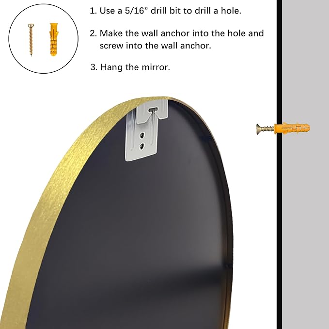 Sunniry Gold Round Mirror 30 inch, Large Circle Mirror, Round Wall Mirror Metal Frame, Gold Circle Mirrors for Wall, Bathroom, Living Room, Hallway.
