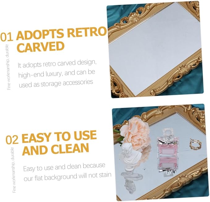 BESPORTBLE Decorative Vanity Tray for Dresser with Mirror Surface Perfume Organizer and Makeup Tray Acrylic Perfume for Bedroom and Vanity Table Use