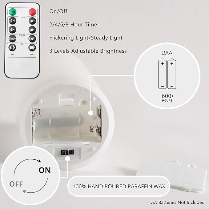 Stmarry White Flameless Candles with Remote and Timer, Real Wax Made LED Pillar Candles Battery Operated with 3D Flickering Flame - 3" x 4",5",6" - Set of 3