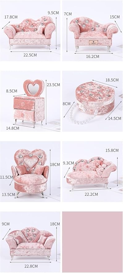Makeup Organizer Miniature Furniture Shaped Gray Jewelry Organizer Earrings Necklace Ring Organizer Jewelry Makeup Mirror Ring Organizer Storage Box (Color : Pink, Size : D)