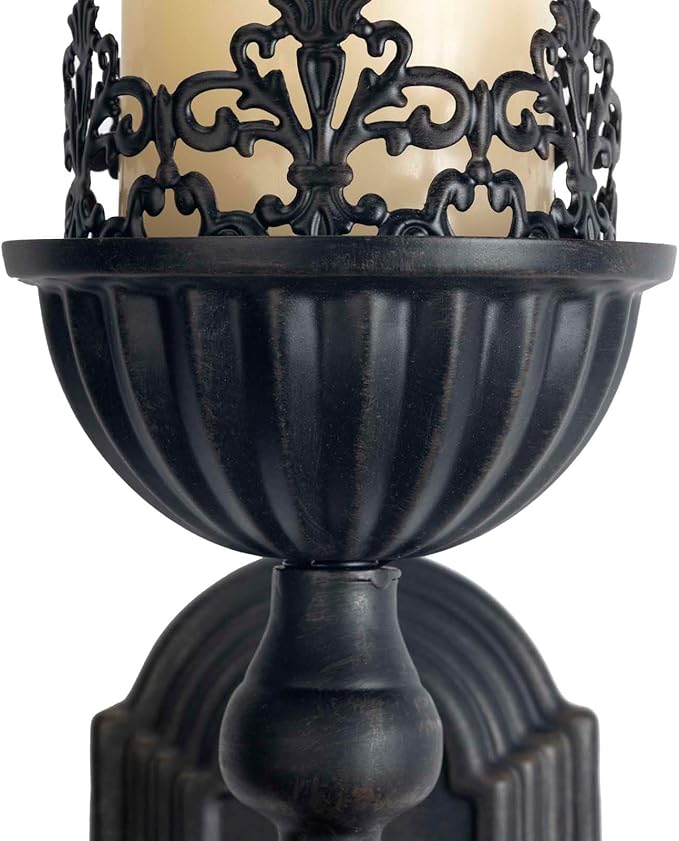Gothic Wall Sconce Candle Holder (Set of 2) Black Crown and Scepter Design Wall-Mount Metal Candle Holders Hanging Iron Wall Candle Sconce Holder for Living Room, Bathroom, Dining Room