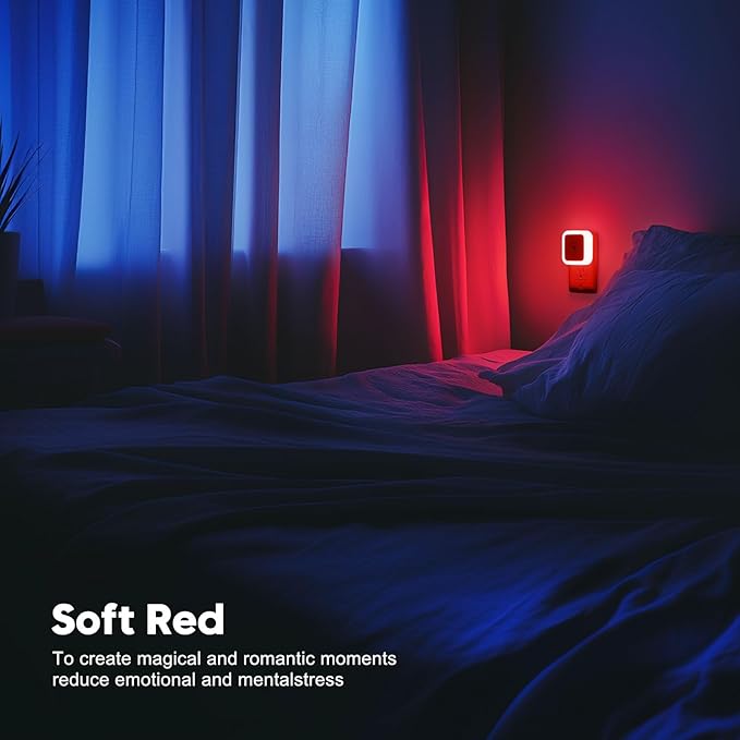 Sujeet Red Night Light, Night Lights Plug into Wall 4-Pack, Nightlight Plug in Night Light, Dusk to Dawn Night Lamp Led Night Lights for Adults Bedroom, Bathroom, Hallway