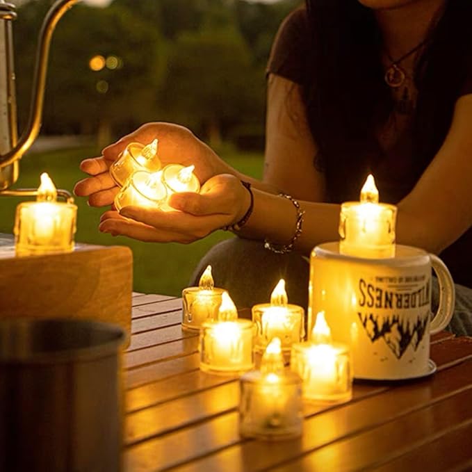 SupBri 96 Pack Flameless Tea Lights, Crystal Led Tealight Candles, Electric Fake Votive Candles for Valentines Christmas