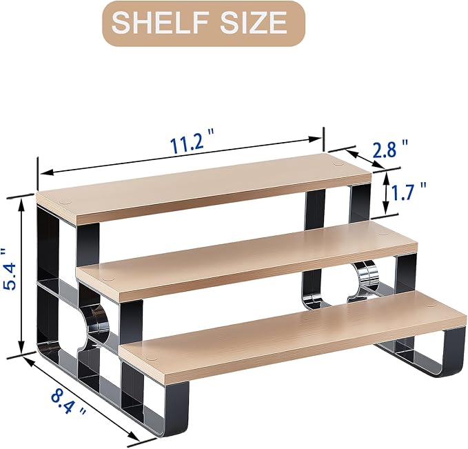 Cologne Organizer for Men,3 Tier Perfume Stand for Dresser,Makeup Organizer for Vanity,Display Riser Stand,Wooden Bathroom Countertop Stand for Bedroom,Dressing(Brown, 3 Tiers-Width=11.2")