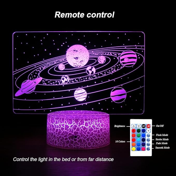 Solar System 3D Optical Illusion Side Table Lamp Universe Space Galaxy Night Light for Kids, Room Decor Light, Gift for Boys and Girls…