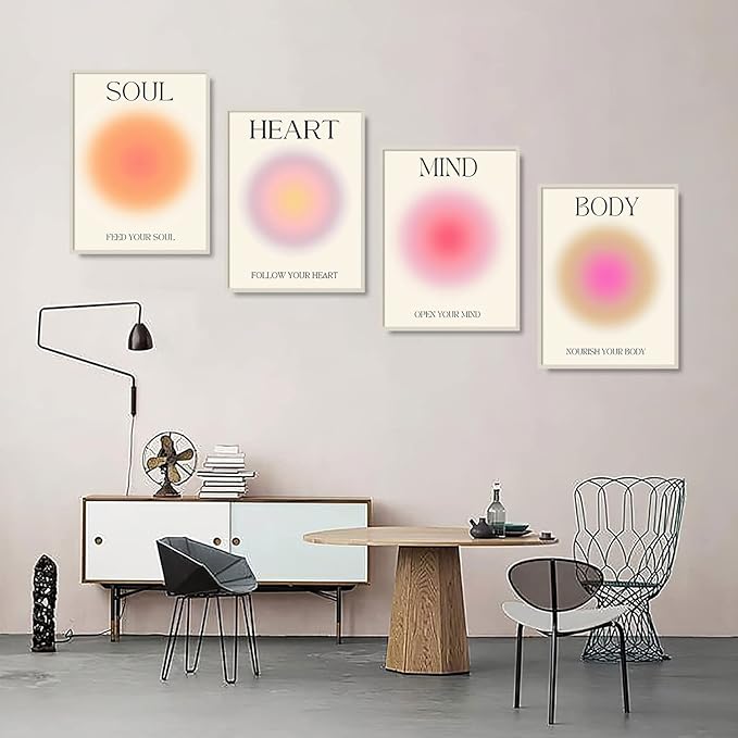 NCYEL 4 colorful abstract halo posters angel number positive energy inspirational language inspirational wall art bedroom girls room pink decoration living room bedroom apartment hotel dormitory 8x10