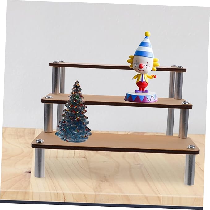 ULTECHNOVO Wooden Makeup Organizer Display Stand Riser Cupcake Earring Holder Rustic Decor