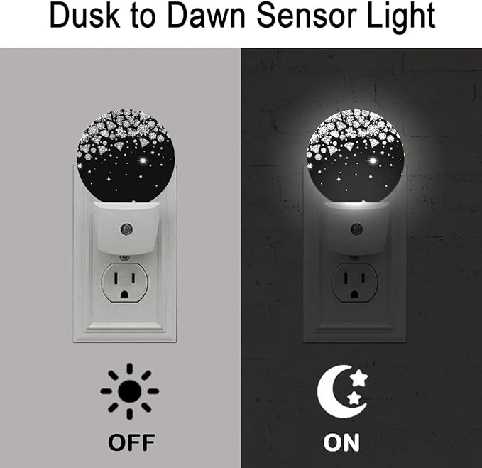 Shiny Diamond Night Light Plug-in Sleep Lamp Led Dusk to Dawn Night Light for Bedroom