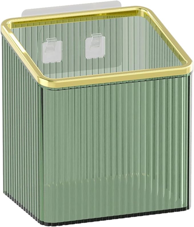 Floating Shelves | Space-Saving Floating Organizer for Kitchen, Bathroom & Office | Plastic Storage Shelves for Makeup & Home Decor (Green and Golden)