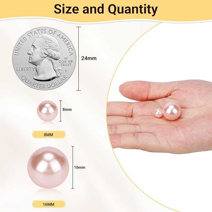 Suream 1300PCS Pearl Beads for Centerpieces, 8mm/0.31in No Hole Artificial Beads for Vase Filler, Jewelry Making, Table Scatter, Wedding Decoration, Makeup Holder, DIY Craft Projects, Pink