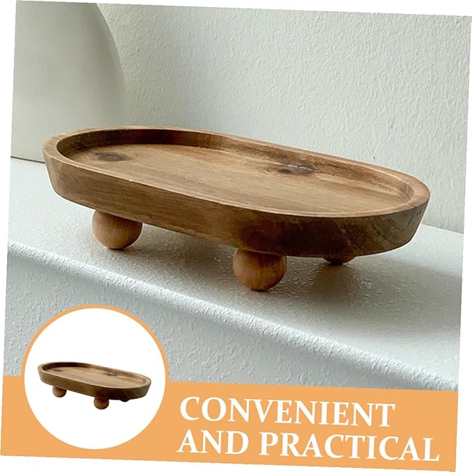 Wooden Oval Tray Jewelry Dish Makeup Organizer Desktop Perfume Holder Decorative Serving Plate for Entryway Key Storage and Aromatherapy Display