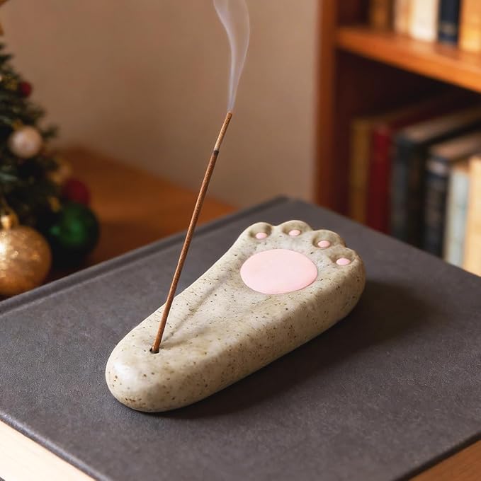 Mougigi Japanese Cute Dog Paw Ceramic Incense Holder - Handmade Mini Incense Stick Burner Tray for Patchouli/Sandalwood Incense, Home Decor, Yoga, Spa, Zen Altar & Meditation - Gift for Women