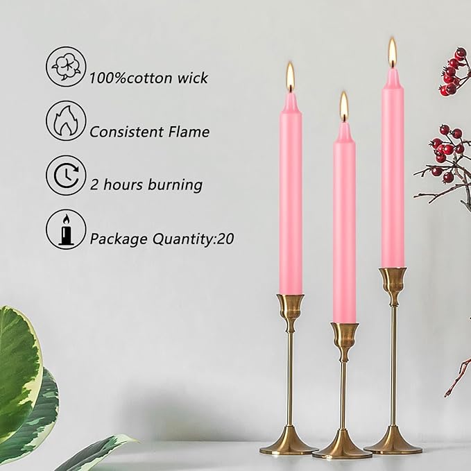 YOROXRG 40 Pack Candles Mini Unscented Taper Candles for Valentine's Day,Christmas,Household, Wedding, Rituals, Prayer, Birthdays,Party and Home Décor Candlesticks - 4 Inch Tall(Pink)