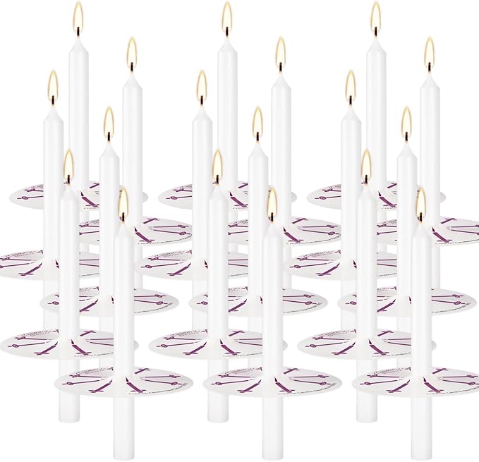 YOROXRG 200 pcs Church Candles with Drip Protectors for Devotional Candlelight Vigil Service, Unscented White 5" H X 1/2" D, No Smoke, Shabbat, Praye
