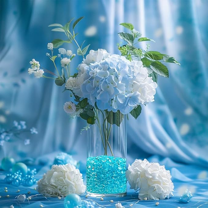 HappyFiller 4400 PCS Tiny Lake Blue Flat Marbles Mini Acrylic Gems Slime Beads Fake Gemstones 7mm for Glass Vase Filler Makeup Brush Organizer Candle Holder,Wedding Centerpieces Party Confetti